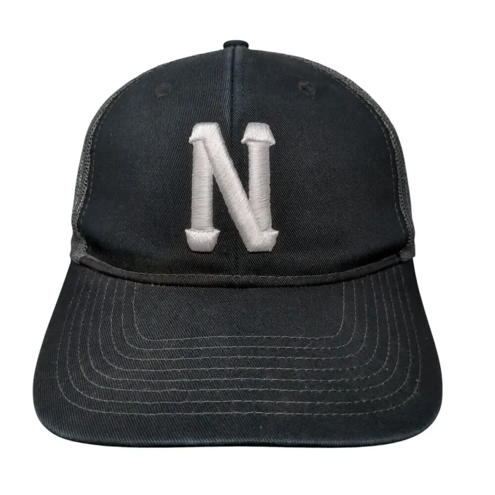 Letter N Snapback Mesh Back Trucker Hat Black OSFA Port Authority